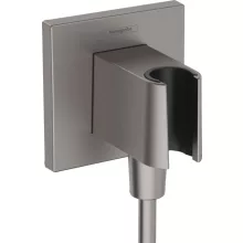   Hansgrohe FixFit E zuhanytartó fali csatlakozóval, szálcsiszolt fekete króm 26889340