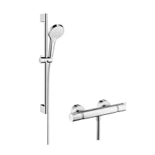   Hansgrohe Croma Select S termosztátos csaptelep Vario 65 cm-es zuhanyrúddal, króm/fehér 27013400