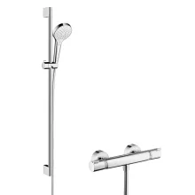   Hansgrohe Croma Select S termosztátos csaptelep Vario 90 cm-es zuhanyrúddal, króm/fehér 27014400