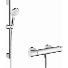   Hansgrohe Crometta zuhanyrendszer Vario 65 cm zuhanyrúddal és termosztáttal, króm/fehér 27812400