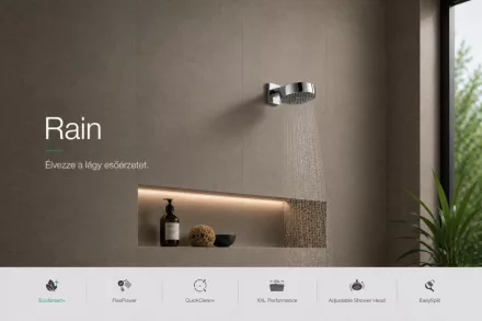 Hansgrohe Activera S állítható fejzuhany 95 két funkcióval és EcoSmart+ technológiával, króm kivitelben.