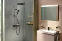Hansgrohe Activera Q Showerpipe 290/180 termosztátos zuhanyrendszer, matt fekete kivitelben.