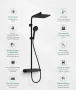 Hansgrohe Activera Q Showerpipe zuhanyrendszer ShowerTablet Select termosztáttal és matt fekete felülettel.