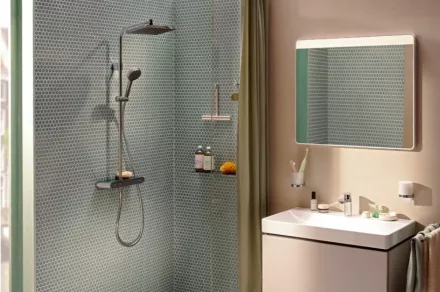 Hansgrohe Activera Q Showerpipe 290/180 EcoSmart+ termosztátos zuhanyrendszer, króm kivitelben.
