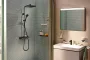 Hansgrohe Activera Q Showerpipe 290/180 EcoSmart+ termosztátos zuhanyrendszer, matt fekete kivitelben.