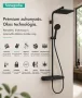 Hansgrohe Activera Q Showerpipe zuhanyrendszer ShowerTablet Select termosztáttal és matt fekete felülettel.