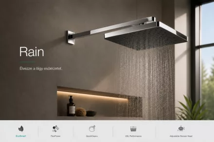 Hansgrohe Activera Q állítható dőlésszögű EcoSmart esőztető fejzuhany 295 mm, króm kivitelben.