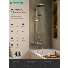 Hansgrohe Activera Q zuhanyrendszer Ecostat Fine kádtöltő termosztátos csapteleppel, króm kivitelben.