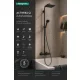 Hansgrohe Activera Q zuhanyrendszer Ecostat Fine termosztátos kádtöltő csapteleppel, matt fekete kivitelben.
