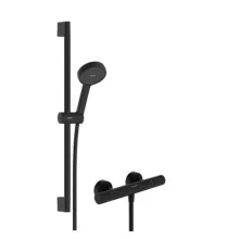   Hansgrohe Activera Select S EcoStat Fine termosztát 2 funkciós kézizuhannyal és zuhanyrúddal EcoSmart, matt fekete 28876670