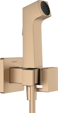 Hansgrohe szögletes falba süllyesztett melegvizes bidé kézizuhany szett EcoSmart, csiszolt bronz 29233140
