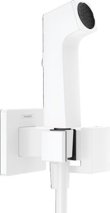 Hansgrohe szögletes falba süllyesztett melegvizes bidé kézizuhany szett EcoSmart, matt fehér 29233700