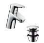 Hansgrohe Focus mosdócsaptelep 70 Push-Open lefolyógarnitúrával 31604000