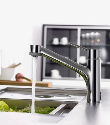 Hansgrohe Talis M52 mosogató csaptelep kihúzható zuhanyfejjel, króm 32841000