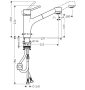 Hansgrohe Talis M52 mosogató csaptelep kihúzható zuhanyfejjel, króm 32841000