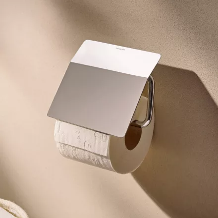 Hansgrohe AddStoris S WC papír tartó fedéllel, króm kivitelben