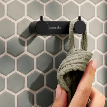 Hansgrohe AddStoris S dupla törölköző akasztó, matt fekete kivitel