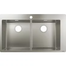   Hansgrohe S71 kétmedencés beépíthető mosogató lefolyókészlet nélkül rozsdamentes acél hatású 43303800