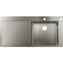   Hansgrohe S71 beépíthető csepegtetőtálcás mosogató 450 két furattal, lefolyókészlet nélkül rozsdamentes acél hatású 43307800