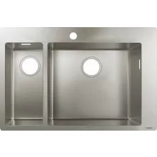   Hansgrohe S71 Beépíthető 2 medencés mosogató lefolyókészlet nélkül rozsdamentes acél hatású 43309800
