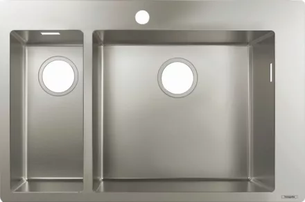 Hansgrohe S71 Beépíthető 2 medencés mosogató lefolyókészlet nélkül rozsdamentes acél hatású 43309800