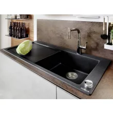   Hansgrohe S51 S514-F450 Beépített SilicaTec mosogató csepegtetővel, grafit fekete 43314170