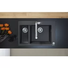   Hansgrohe S51 S510-F635 beépített mosogató 180/450 két medencével grafit fekete 43315170