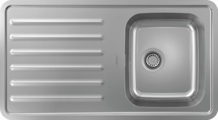 Hansgrohe S41 Beépíthető csepegtetőtálcás mosogató szifonnal 915x505, rozsdamentes acél hatású 43340800