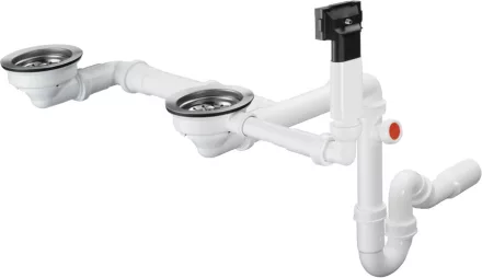 Hansgrohe D17-10 manuális le- és túlfolyógarnitúra kétmedencés gránit mosogatóhoz 43928000