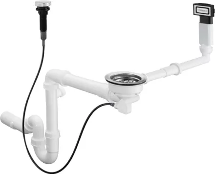 Hansgrohe D16-11 automata le- és túlfolyógarnitúra egymedencés gránit mosogatóhoz, króm 43937000