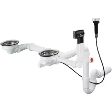  Hansgrohe D17-11 automata le- és túlfolyógarnitúra kétmedencés gránit mosogatóhoz, króm 43938000