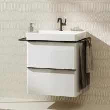   Hansgrohe Xelu Q Mosdószekrény mosdóhoz 580/475 két fiókkal, matt fekete fogantyú/magasfényű fehér 54023670