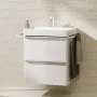 Hansgrohe Xelu Q Mosdószekrény mosdóhoz 580/475 két fiókkal, matt fehér fogantyú/magasfényű fehér 54023700