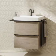   Hansgrohe Xelu Q Mosdószekrény mosdóhoz 580/475 két fiókkal, matt fekete fogantyú/természetes tölgy 54025670
