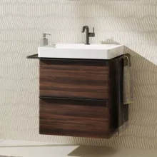   Hansgrohe Xelu Q Mosdószekrény mosdóhoz 580/475 két fiókkal, matt fekete fogantyú/sötét dió 54026670