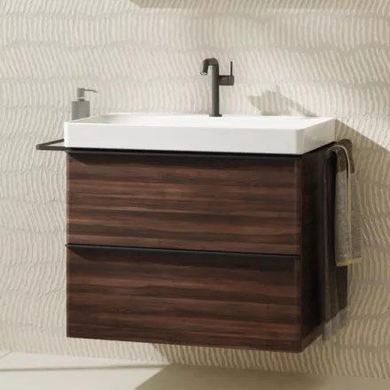 Hansgrohe Xelu Q Mosdószekrény mosdóhoz 780/475 két fiókkal, matt fekete fogantyú/sötét dió 54030670