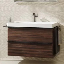   Hansgrohe Xelu Q Mosdószekrény mosdóhoz 980/475 két fiókkal, matt fekete fogantyú/sötét dió 54034670