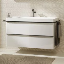   Hansgrohe Xelu Q Mosdószekrény mosdóhoz 1180/475 két fiókkal, matt fekete fogantyú/magasfényű fehér 54035670