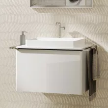   Hansgrohe Xelu Q Konzolos mosdószekrény 780/550 fiókkal, ráültetett mosdótálakhoz, magasfényű fehér /króm fogantyú 54054000
