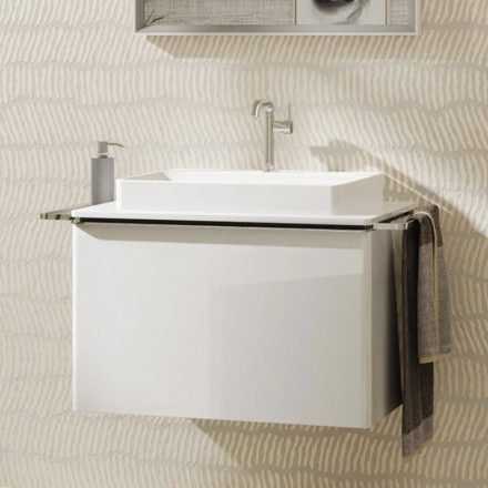 Hansgrohe Xelu Q Konzolos mosdószekrény 780/550 fiókkal, ráültetett mosdótálakhoz, magasfényű fehér /króm fogantyú 54054000