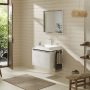 Hansgrohe Xelu Q Konzolos mosdószekrény 780/550 fiókkal, ráültetett mosdótálakhoz, magasfényű fehér /króm fogantyú 54054000