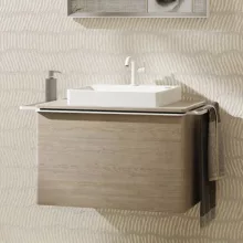   Hansgrohe Xelu Q Mosdószekrény 780/550 fiókkal, ráültetett mosdótálakhoz, matt fehér fogantyú/természetes tölgy 54056700