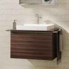   Hansgrohe Xelu Q Mosdószekrény 780/550 fiókkal, ráültetett mosdótálakhoz, króm fogantyú/sötét dió 54057000