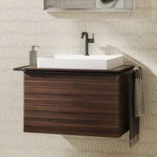   Hansgrohe Xelu Q Mosdószekrény 780/550 fiókkal, ráültetett mosdótálakhoz, matt fekete fogantyú/sötét dió 54057670