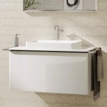   Hansgrohe Xelu Q Mosdószekrény 980/550 fiókkal, ráültetett mosdótálakhoz, króm fogantyú/magasfényű fehér 54058000