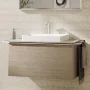 Hansgrohe Xelu Q Konzolos mosdószekrény 980/550 fiókkal, ráültetett mosdótálakhoz, matt fehér fogantyú/természetes tölgy 54060700