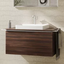   Hansgrohe Xelu Q Konzolos mosdószekrény 980/550 fiókkal, ráültetett mosdótálakhoz, matt fehér fogantyú/sötét dió 54061700