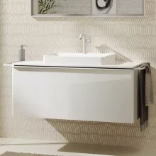   Hansgrohe Xelu Q Konzolos mosdószekrény 1180/550 fiókkal, ráültetett mosdótálakhoz, matt fehér fogantyú/magasfényű fehér 54062700