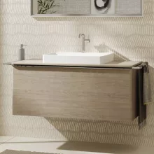  Hansgrohe Xelu Q Konzolos mosdószekrény 1180/550 fiókkal, ráültetett mosdótálakhoz, króm fogantyú/tölgy 54064000