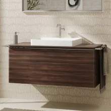   Hansgrohe Xelu Q Konzolos mosdószekrény 1180/550 fiókkal, ráültetett mosdótálakhoz, króm fogantyú/sötét dió 54065000